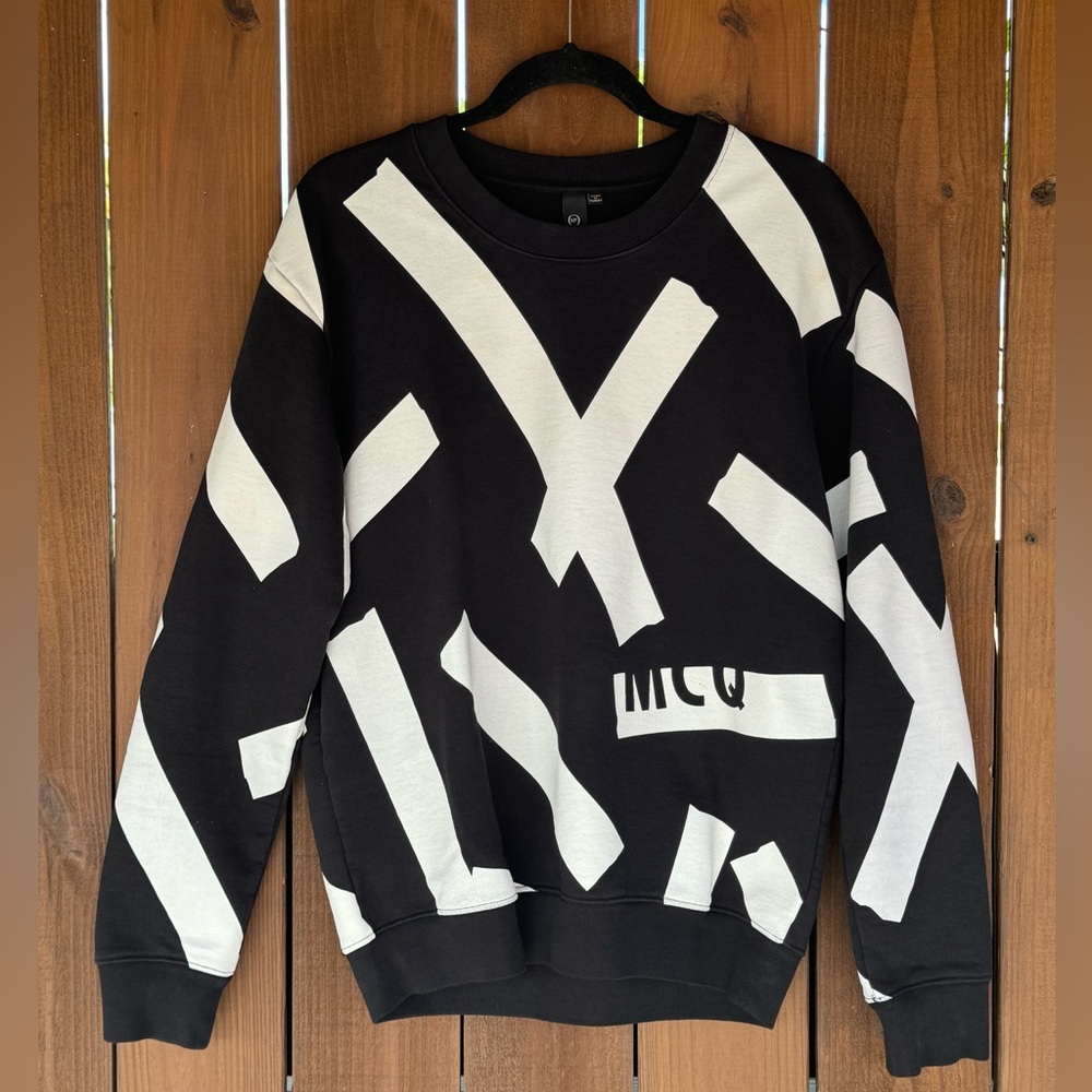 ALEXANDER MQUEEN STRIPED LOGO SWEATER MEDIUM